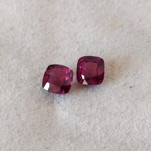 Purple Red Spinel 5.50 mm Cushion Cut Matching Pair Untreated Certified Burma Red Purple Spinel Earring Gemstones Clean & Firing Gems image 3
