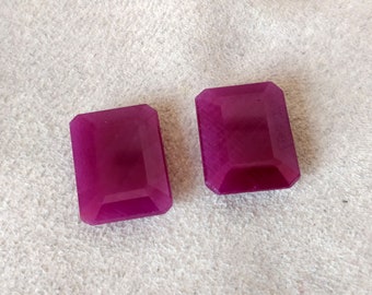 14 x 11 mm Emerald cut Red Ruby Matching Pair, Unheated Natural Ruby Octagon Matched pair, African Ruby Earring Gemstones pair set