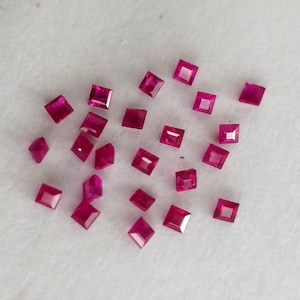 2 mm Natural Burma Ruby Square cut Lot Square Shape Loose Rubies Untreated Gemstones Fine Luster & Red Ruby Faceted Squares