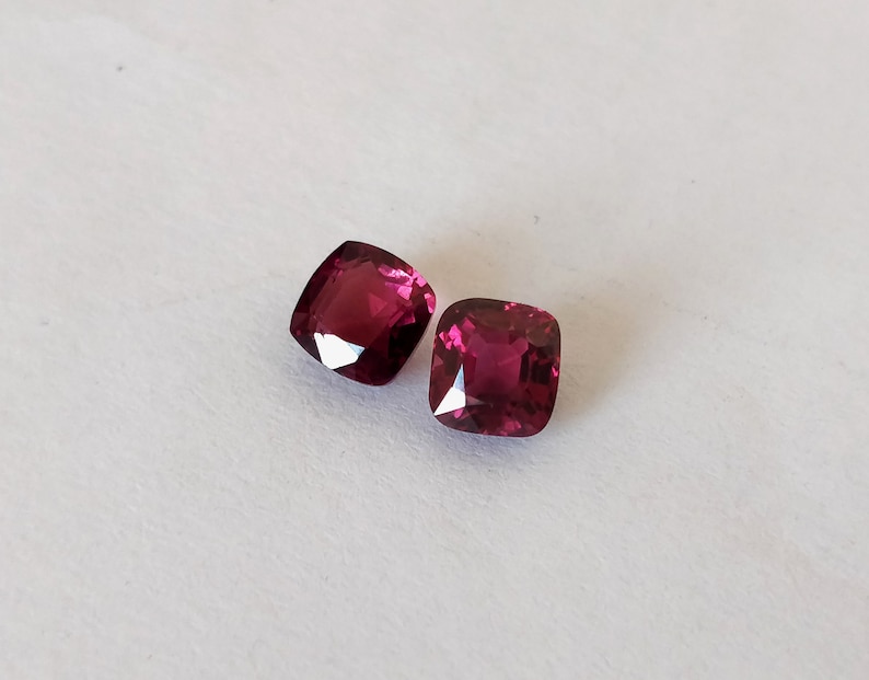 Purple Red Spinel 5.50 mm Cushion Cut Matching Pair Untreated Certified Burma Red Purple Spinel Earring Gemstones Clean & Firing Gems image 6