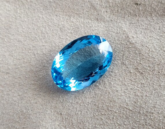 20 X 14 Mm Faceted Oval Swiss Blue Topaz Natural Gemstone Flawless