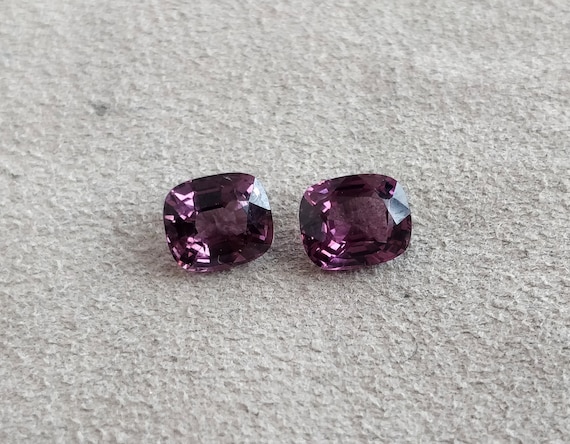 Natural Purple Spinel Elongated Cushion Pair, Burma Spinel Earrings loose Gemstones, Rectangle Cushion Spinel Matching Pair, Clean clarity