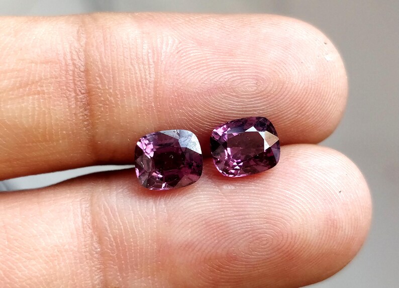 Natural Purple Spinel Elongated Cushion Pair, Burma Spinel Earrings loose Gemstones, Rectangle Cushion Spinel Matching Pair, Clean clarity image 8