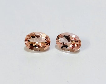 7x5, 8x6 mm Excellent Cut Faceted Oval Natural Untreated Peach Morganite Loose stones Peach color Matching Gemstones Clean Clarity