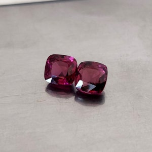Purple Red Spinel 5.50 mm Cushion Cut Matching Pair Untreated Certified Burma Red Purple Spinel Earring Gemstones Clean & Firing Gems image 2