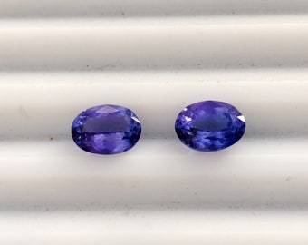 Par de tanzanitas ovaladas de excelente corte a juego - Pendientes de tanzanita natural azul profundo AAA+ - 8,50 x 6,50 mm - Par de tanzanitas sueltas