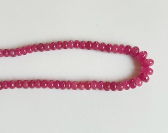Natural Pink Sapphire 4 - 5 mm loose Beads strand, Unheated Pink Sapphire Choker Necklace, Fine Pink color genuine Sapphire Smooth Beads