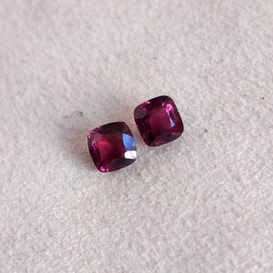 Purple Red Spinel 5.50 mm Cushion Cut Matching Pair Untreated Certified Burma Red Purple Spinel Earring Gemstones Clean & Firing Gems image 8