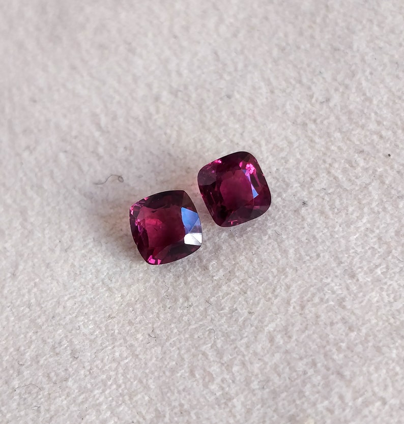 Purple Red Spinel 5.50 mm Cushion Cut Matching Pair Untreated Certified Burma Red Purple Spinel Earring Gemstones Clean & Firing Gems image 8