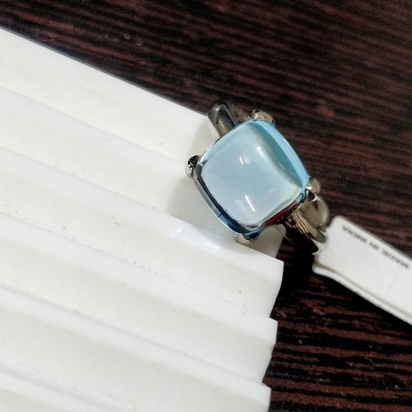 Valentinstag Geschenk Zuckerstapel Ring 925 Sterling Silber Stapelring 10mm Zuckerhut Edelstein Topas Granat Schmuck