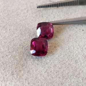 Purple Red Spinel 5.50 mm Cushion Cut Matching Pair Untreated Certified Burma Red Purple Spinel Earring Gemstones Clean & Firing Gems image 4
