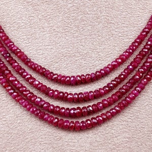 Natural Ruby 3 mm Faceted Beads Handmade Necklace - Valentine's day Gift Ruby Necklace - Faceted Ruby Beaded Necklace