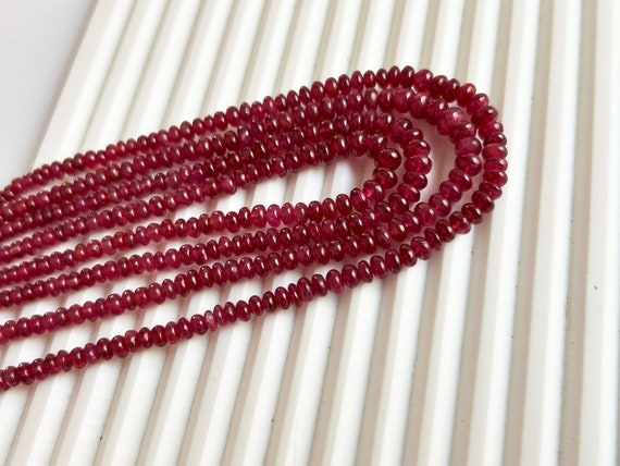 JaipurJewels 348 Ct Earth Mined Red Ruby Beaded Necklace – 20 Inch Round Strand