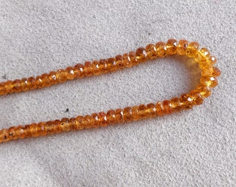 3 - 5 mm Faceted Round Beads Sharp Orange Spessartite Garnet, Mandarin Garnet Gemstone Rondelle 16" Beaded Necklace, loose strand