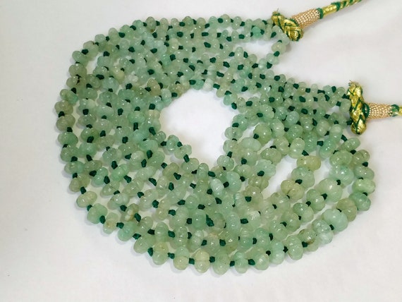 900 Carat Earth Mined Natural Green Emerald Beaded Necklace – Handmade Carved Round Beads – JaipurJewels