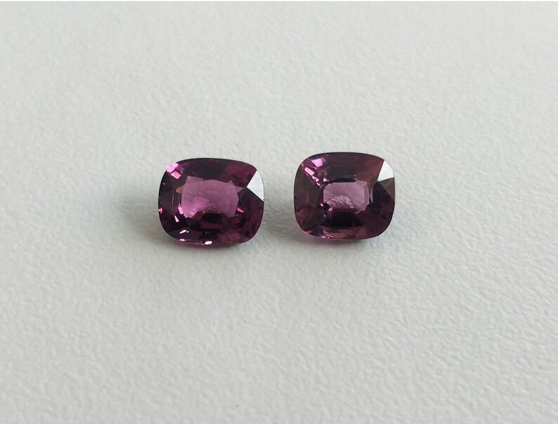 Natural Purple Spinel Elongated Cushion Pair, Burma Spinel Earrings loose Gemstones, Rectangle Cushion Spinel Matching Pair, Clean clarity image 9