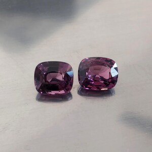 Natural Purple Spinel Elongated Cushion Pair, Burma Spinel Earrings loose Gemstones, Rectangle Cushion Spinel Matching Pair, Clean clarity image 3