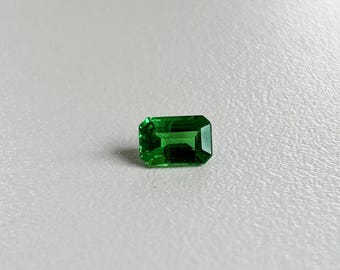 Emerald cut Tsavorite Green Garnet - 6 x 4 mm Octagon Deep Green Tsavorite Garnet - Untreated Natural Tsavorite Rectangle green Garnet