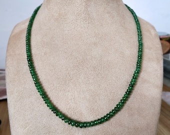 Collana girocollo granato tsavorite naturale verde intenso, collana con pietre perline 4-6 mm, collana da 18 pollici, tsavorite non trattata