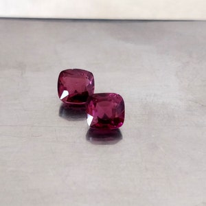 Purple Red Spinel 5.50 mm Cushion Cut Matching Pair Untreated Certified Burma Red Purple Spinel Earring Gemstones Clean & Firing Gems image 10