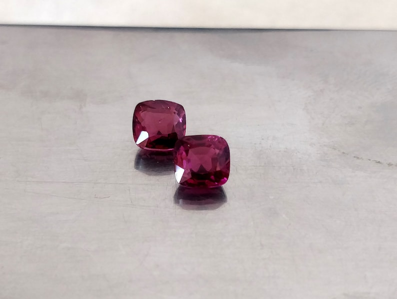 Purple Red Spinel 5.50 mm Cushion Cut Matching Pair Untreated Certified Burma Red Purple Spinel Earring Gemstones Clean & Firing Gems image 10