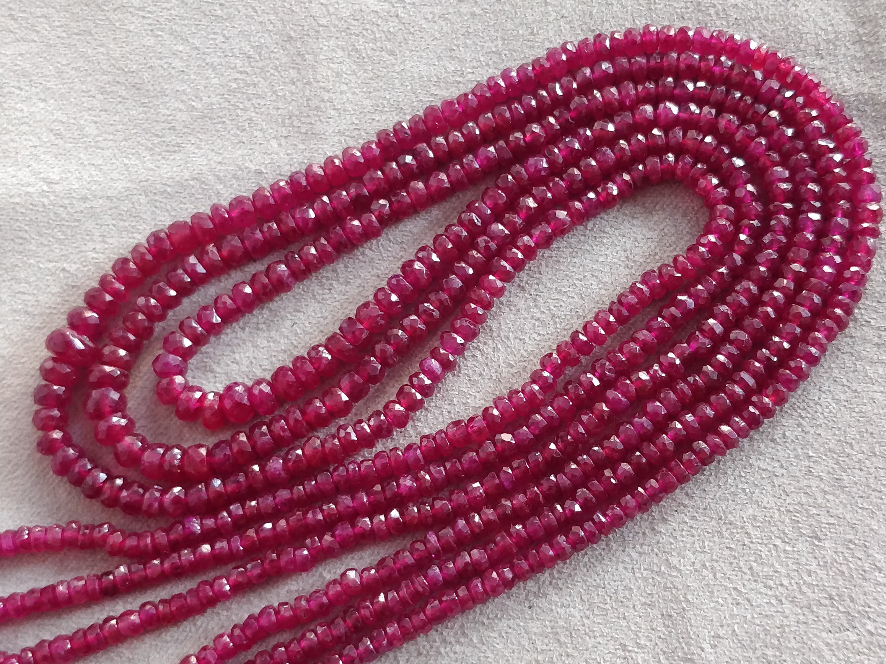 514.00 Cts Earth Mined Single Strand Red Ruby Pear Carved Beads