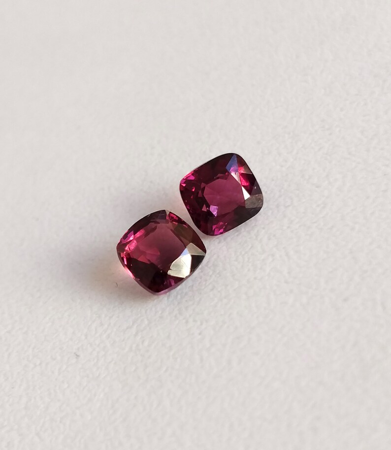 Purple Red Spinel 5.50 mm Cushion Cut Matching Pair Untreated Certified Burma Red Purple Spinel Earring Gemstones Clean & Firing Gems image 9