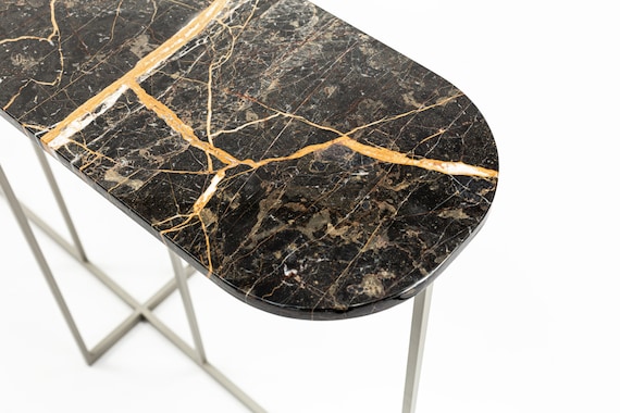 Console with upper shelf in Port Laurent marble