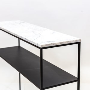 Double shelf console, marble top shelf