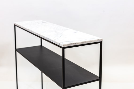 Double shelf console, marble top shelf