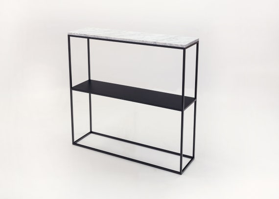 Double shelf console, upper shelf in marble
