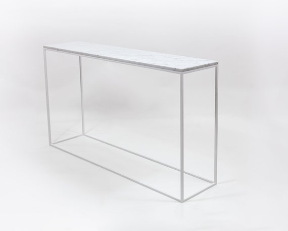 Console with top shelf in white Carrara marble