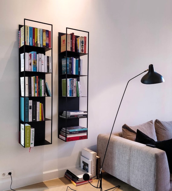 wall-mounted metal bookcase