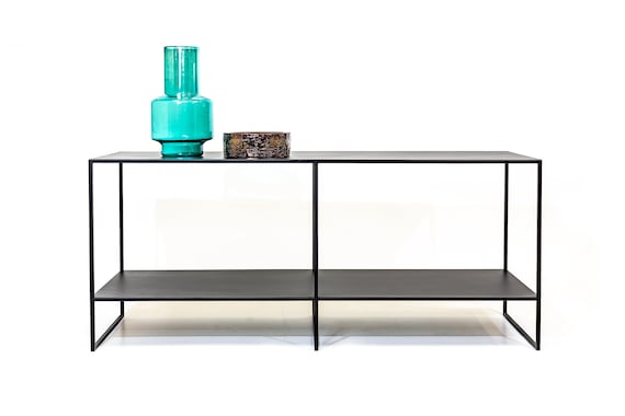 Minimal design black steel console