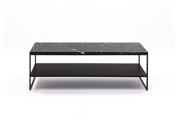 TV stand with double shelf and marble top shelf