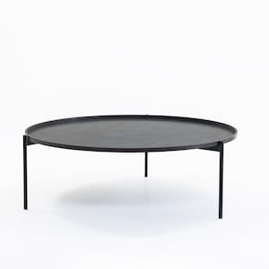 round table, tray in etched iron