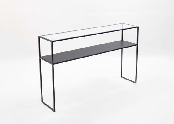 Console with extra clear glass shelf
