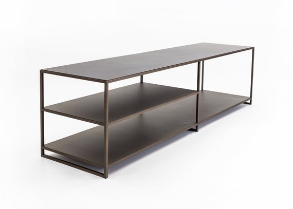 Double TV cabinet with etched shelf