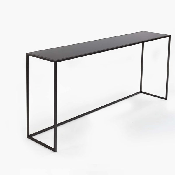 Entrance or living room console with black glass shelf