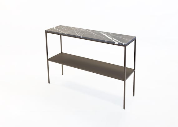 M Series Console Table with Graphite Grey Marble Top