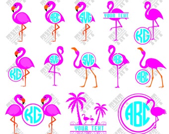 Flamingo svg - Flamingo vector - Flamingo monogram digital clipart for Print, Design or more , files download svg, png, dxf
