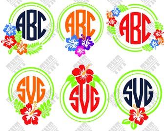 Hibiscus svg - Hibiscus monogram svg - Hibiscus monogram digital clipart for Print, Design or more , files download svg, png, dxf