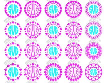 Heart svg - Heart vector - Heart monogram bundle - Heart digital clipart for Print, Design or more, files download svg, png, dxf