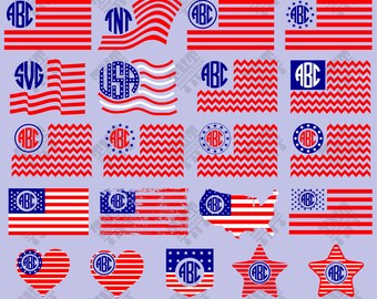 American flag monogram svg - American flag monogram digital clipart for Print, Design or more , files download svg, png, dxf