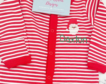 Santa footie sleeper, christmas pajama, my first christmas pajama, santa pj