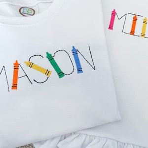 Crayon Name Back to School Shirt, Monogrammed