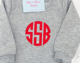 Monogram sweatshirt, Monogrammed Toddler sweatshirt,, Monogram toddler boy gift