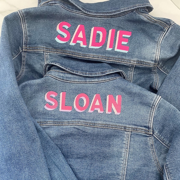 Girls monogram jean jacket, denim jacket, monogram birthday gift