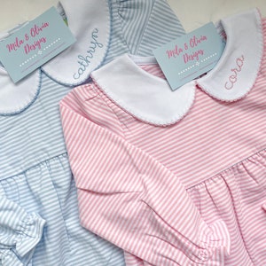 Long sleeve Monogram collar bubble, toddler girl bubble, monogram bubble