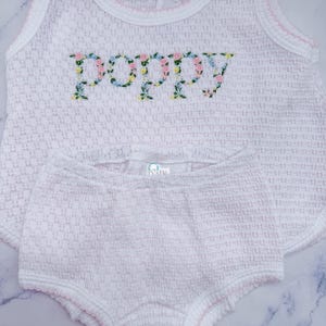 Paty sleeveless top with diaper cover, Monogrammed bloomer set, baby girl outfit